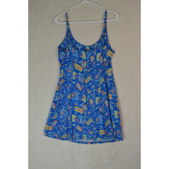 Big Hed Designs Women's Medium Blue Spaghetti Strap Knee Length Dress - Picture 5 of 12